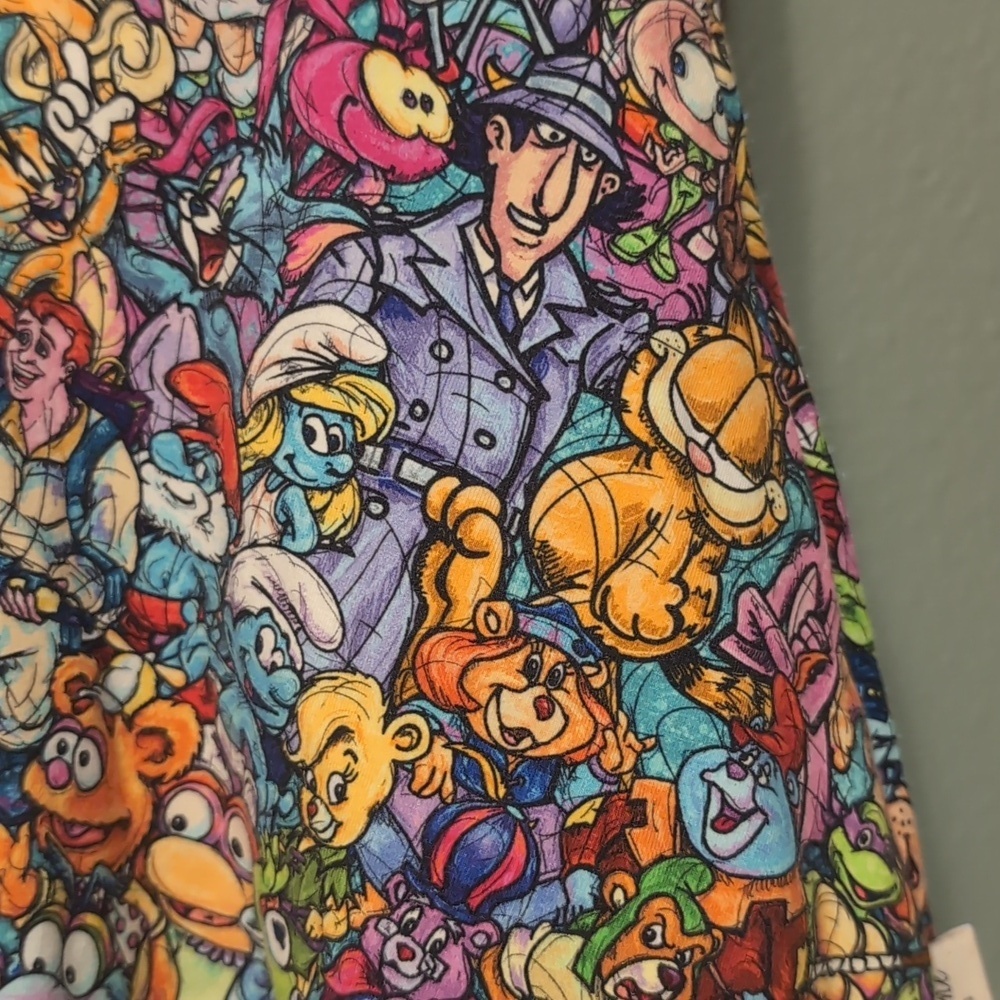 Colorful Cartoon Print Short Sleeve Dress - Picture 3 of 5